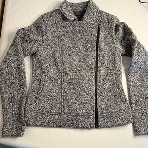 Banana Republic fleece lined asymmetric zip up‎ sweater jacket Marbled womens XS
